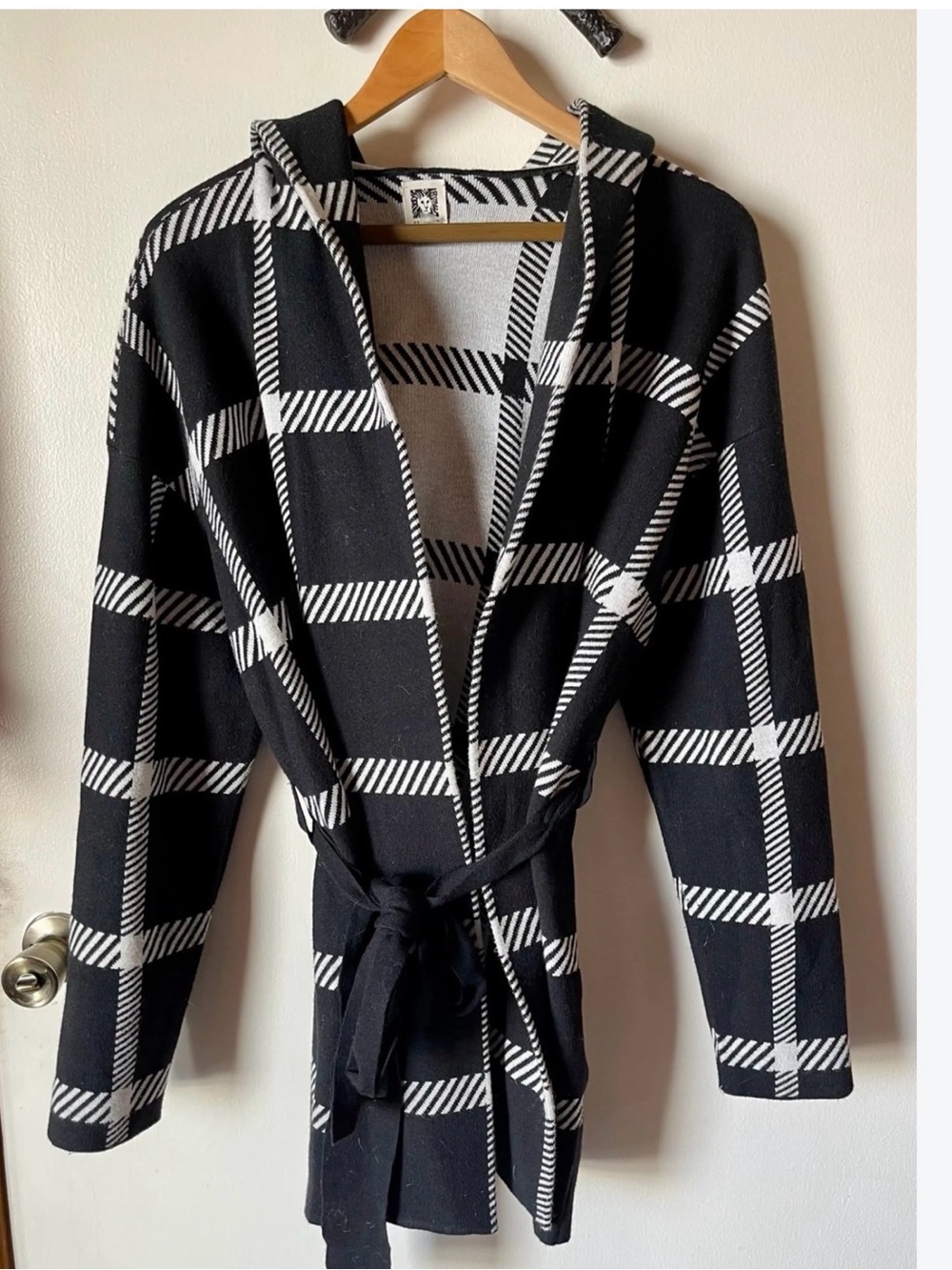 Anne Klein Black and White Plaid Hooded Jacket for Kids NWOT